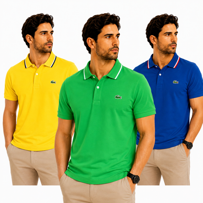 PACK 3 POLOS LACOSTE – EDICIÓN PREMIUM | 70% DE DESCUENTO ¡SOLO HOY! | PAGA AL RECIBIR