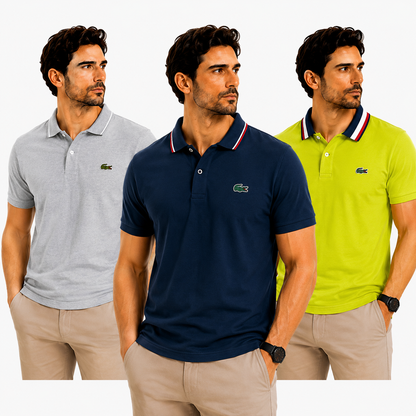 PACK 3 POLOS LACOSTE – EDICIÓN PREMIUM | 70% DE DESCUENTO ¡SOLO HOY! | PAGA AL RECIBIR