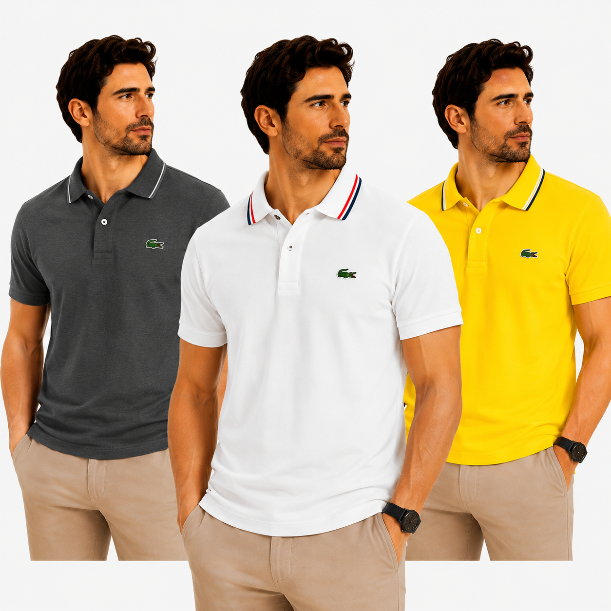 PACK 3 POLOS LACOSTE – EDICIÓN PREMIUM | 70% DE DESCUENTO ¡SOLO HOY! | PAGA AL RECIBIR