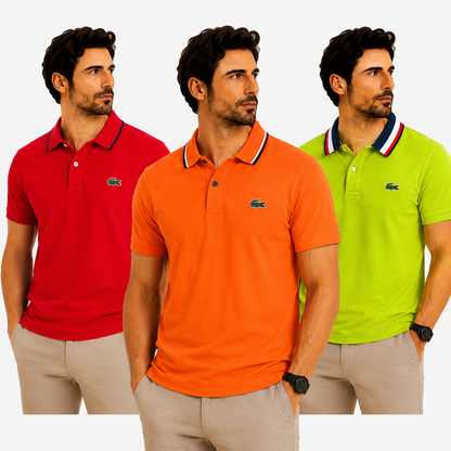 PACK 3 POLOS LACOSTE – EDICIÓN PREMIUM | 70% DE DESCUENTO ¡SOLO HOY! | PAGA AL RECIBIR